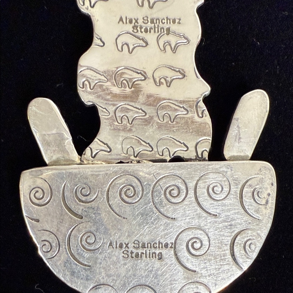 Alex Sanchez Silver and Red Coral Cooking Bowl Pendant - Picture 3 of 6